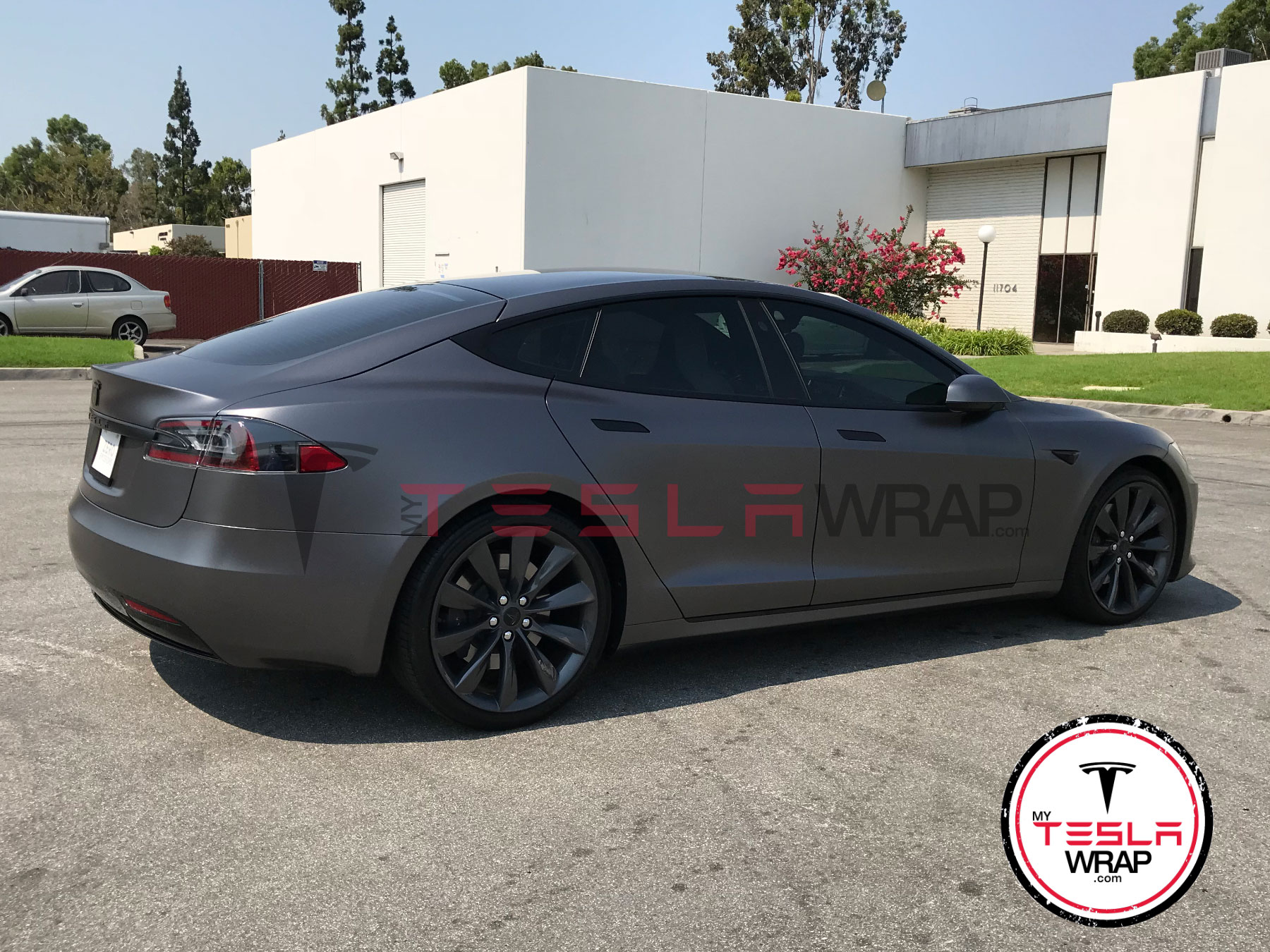 Tesla model S grey matte vinyl car wrap