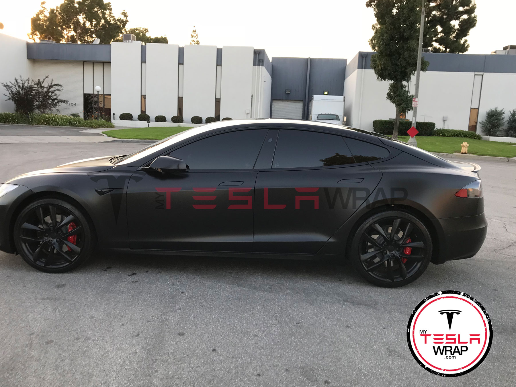 Tesla model S Satin black vinyl car wrap