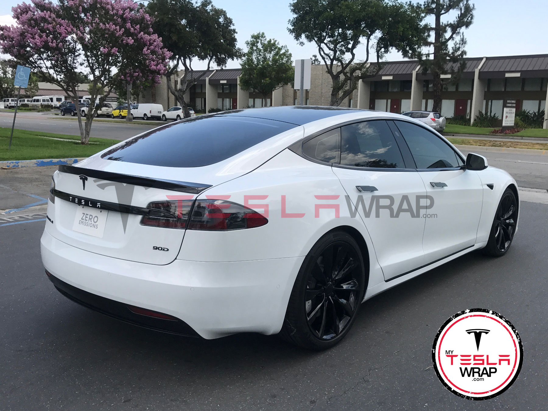 Tesla model S matte white vinyl car wrap