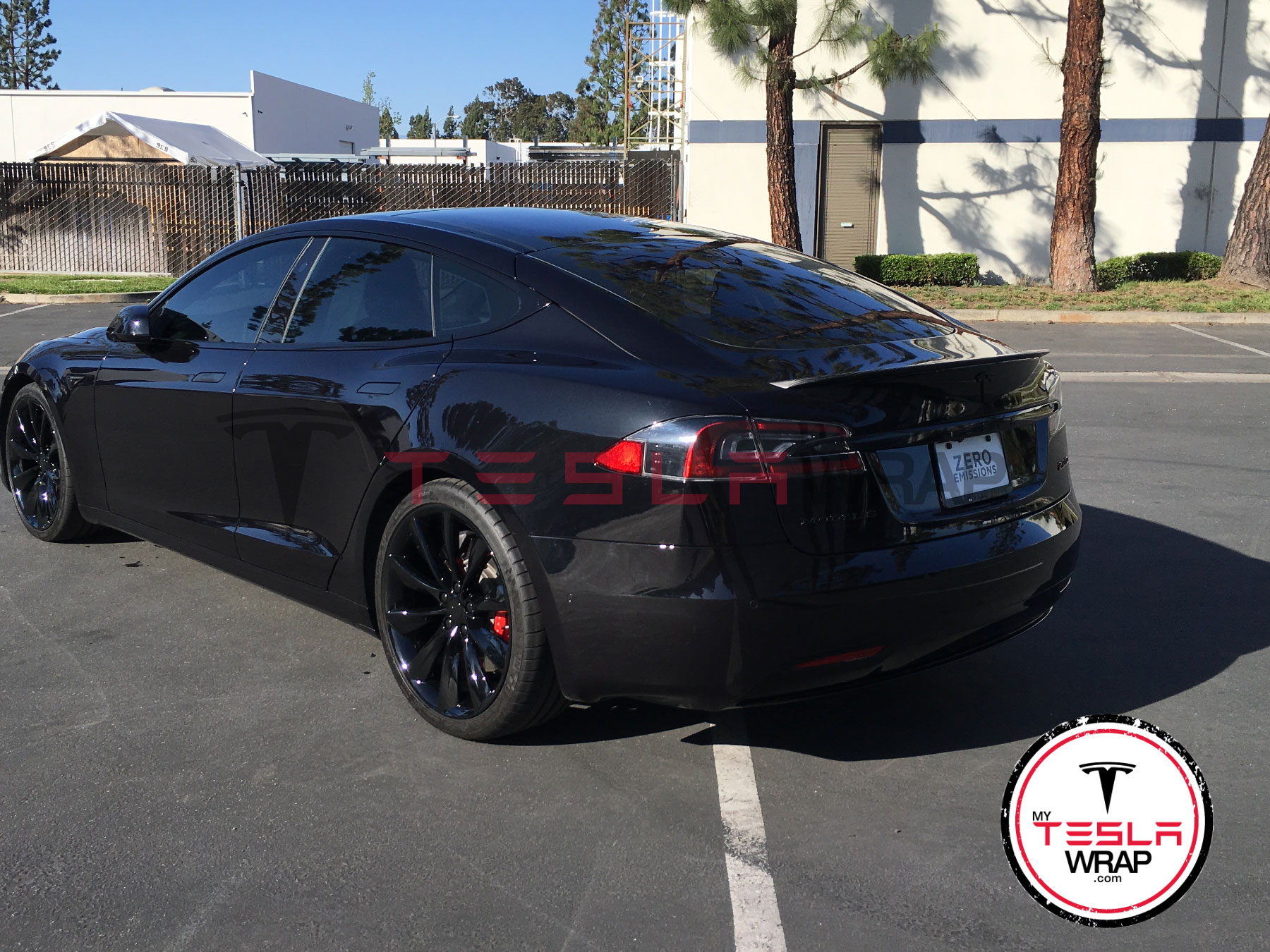 Tesla model S black vinyl car wrap
