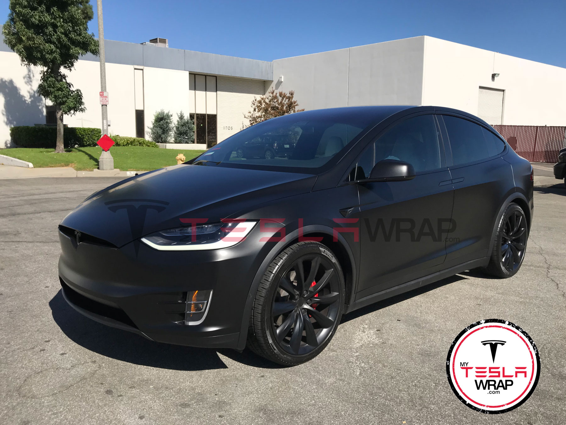 Tesla Model X matte black vinyl car wrap
