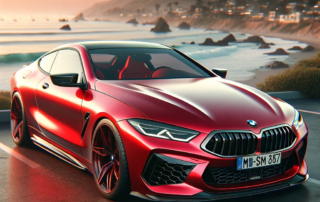 BMW m8 wrapped in vibrant red